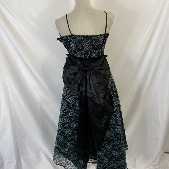 Gunne Sax by Jessica McClintock Black Floral Lace Gown Bow Small XS - Picture 4 of 11